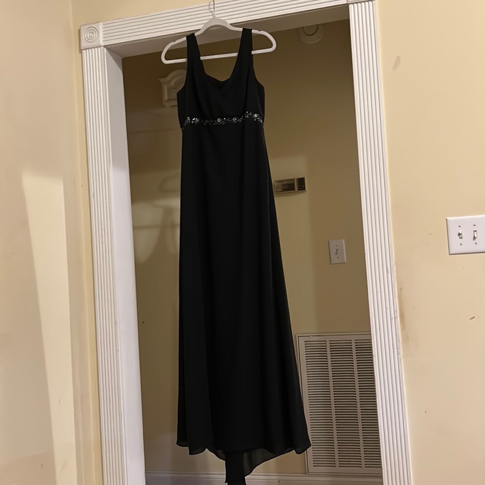 Formal black dress with sheer beaded part